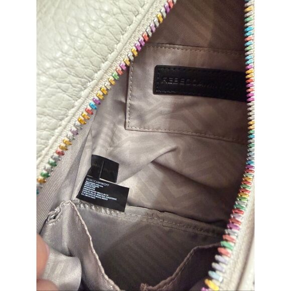 Rebecca Minkoff White Leather Oil Slick Rainbow Backpack Purse Handbag - Picture 10 of 11